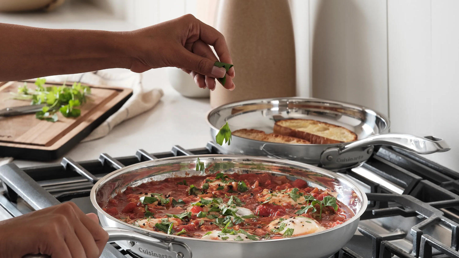 Stainless Steel Pan with tomato sauce